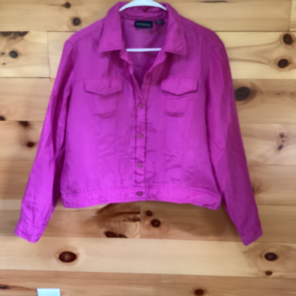 Bridgetown Collection Womens Pink 100% Silk Button Front Padded Jacket Size M